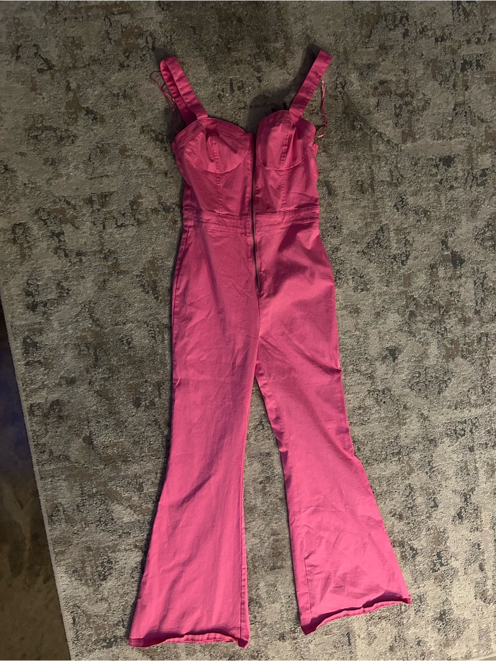 Flying Tomato Hot Pink Bustier Jumpsuit with Flared Legs
